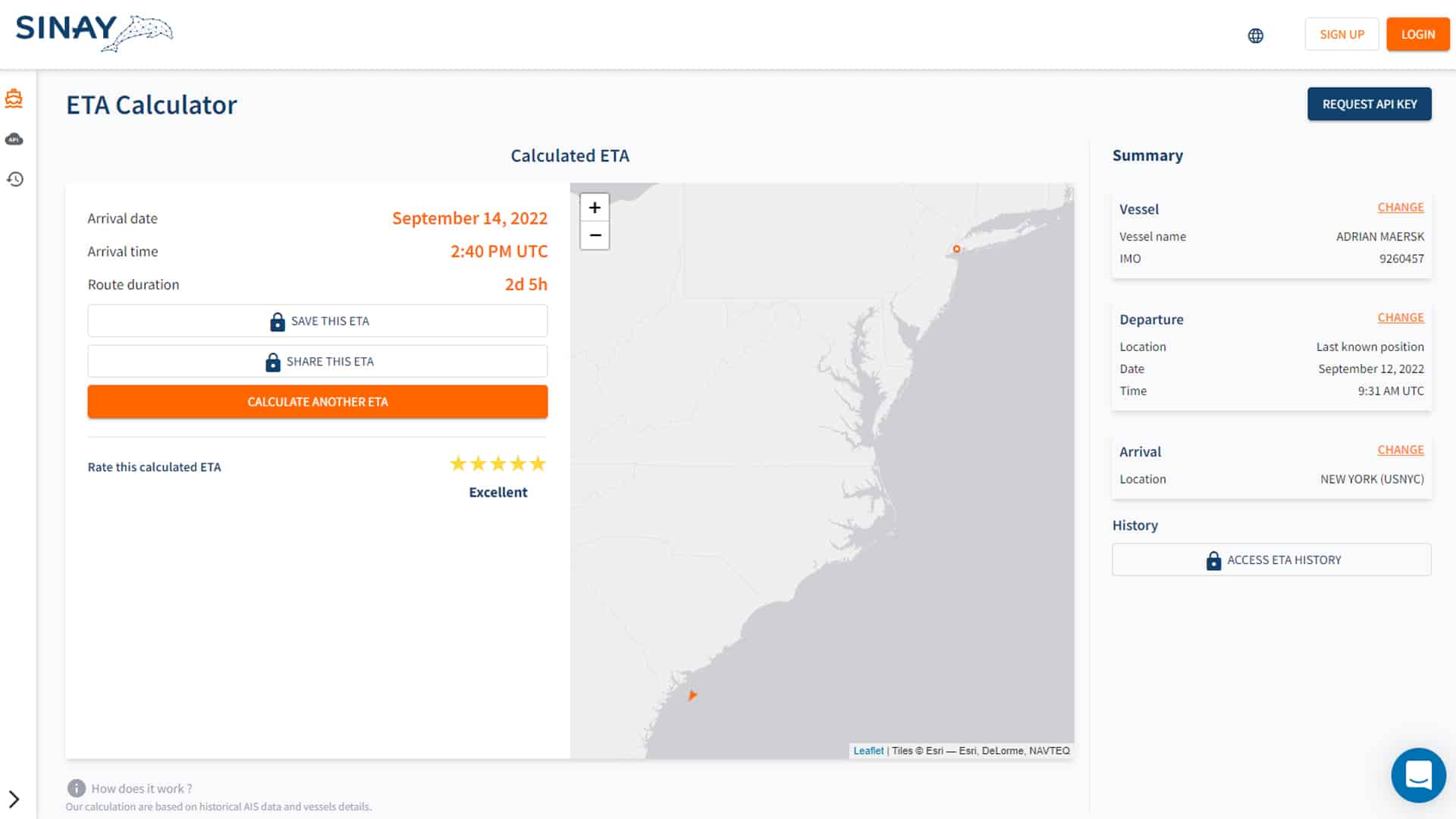 Sinay ETA Calculator: Predicting the Time of Arrival of Vessels