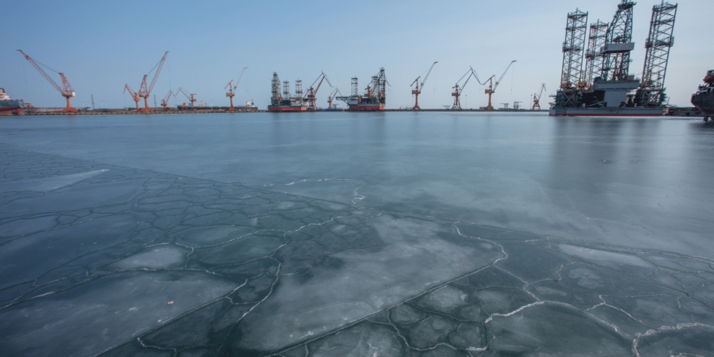 View of a port during winter