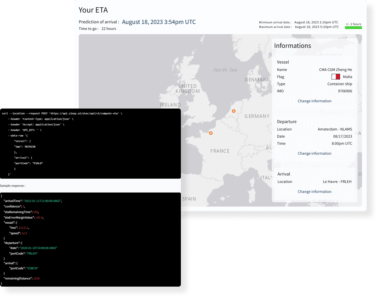 ETA API overview by Sinay