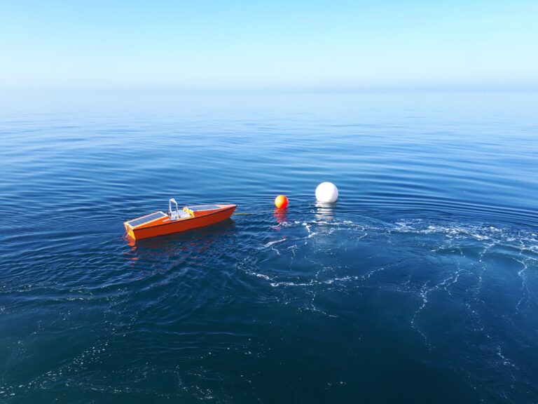Passive Acoustic Monitoring buoy deployed near an offshore wind construction site.